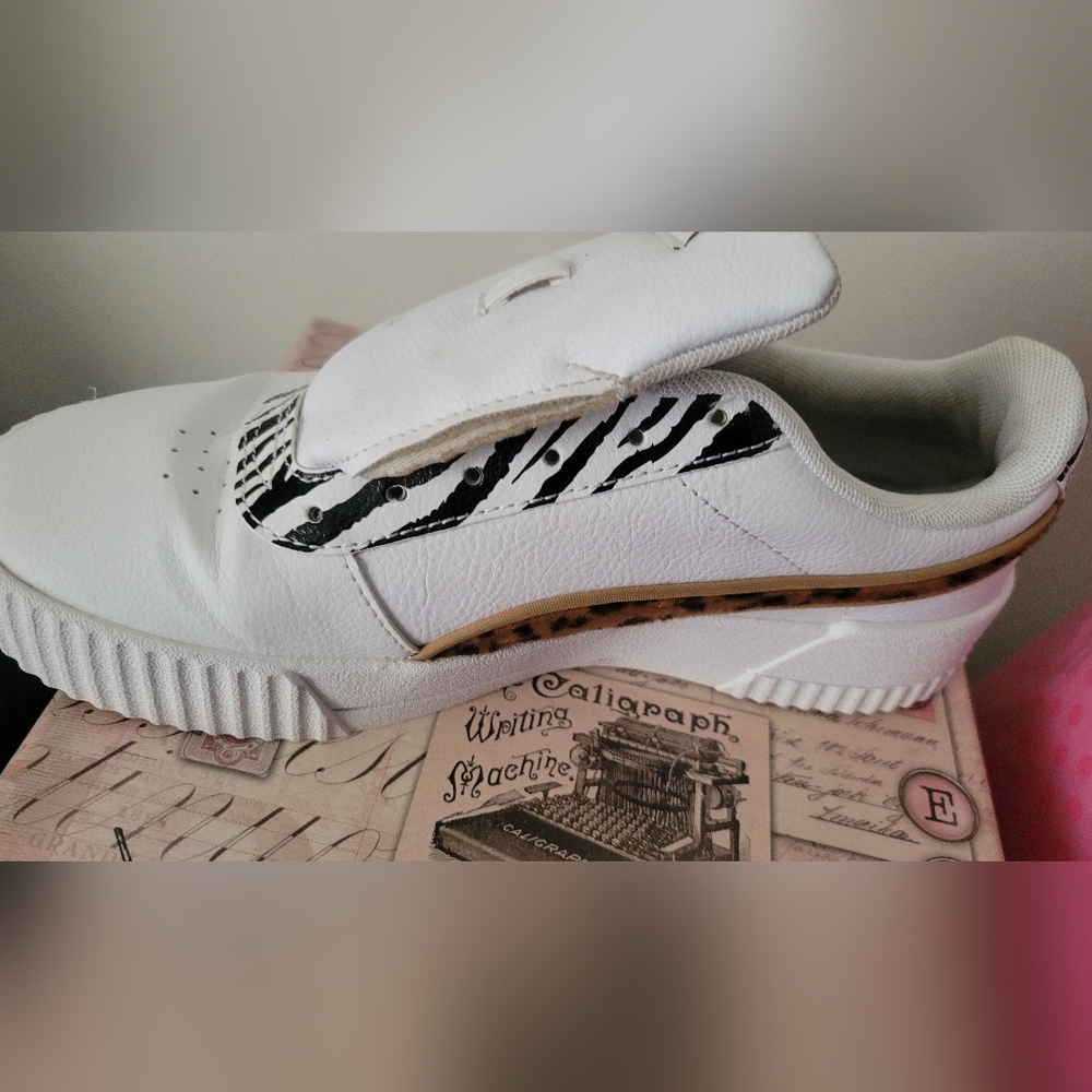 Puma White Sneakers with Animal Print Details..